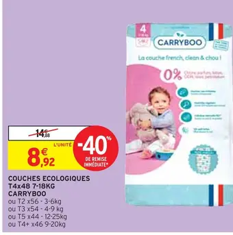 Intermarché Carryboo couches ecologiques t4x48 7-18kg offre