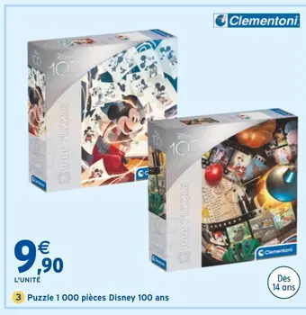 Clementoni puzzle 1 000 pièces disney 100 ans