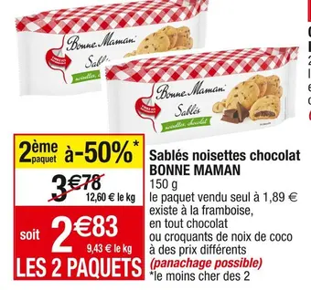 Cora x Carrefour Bonne maman sablés noisettes chocolat offre