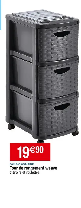 Cora x Carrefour Tour de rangement weave offre