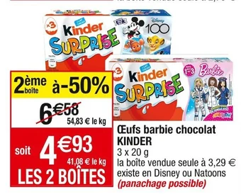 Cora x Carrefour Kinder œufs barbie chocolat offre