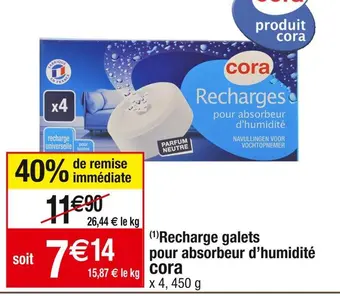 Cora x Carrefour Cora (1)recharge galets pour absorbeur d’humidité offre