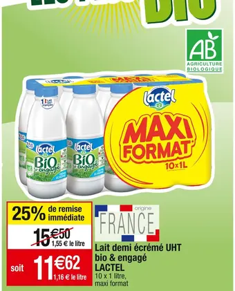 Cora x Carrefour Lactel lait demi écrémé uht bio & engagé offre