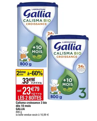 Cora x Carrefour Gallia calisma croissance 3 bio dès 10 mois offre
