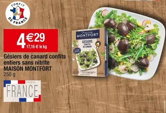 Cora x Carrefour Maison montfort gésiers de canard confits entiers sans nitrite offre