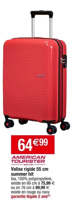 Cora x Carrefour American tourister valise rigide 55 cm summer hit offre