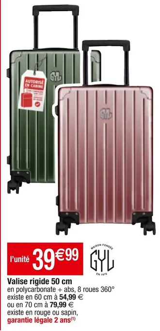 Cora x Carrefour Gyl valise rigide 50 cm offre