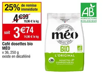 Cora x Carrefour Méo café dosettes bio offre