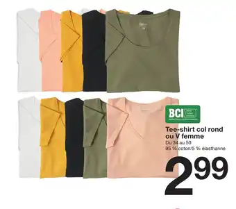 Zeeman Tee-shirt col rond ou V femme offre