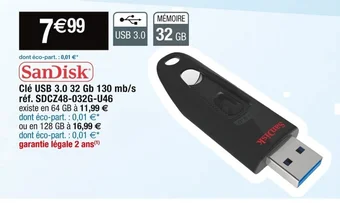Cora x Carrefour Clé USB 3.0 32 Gb 130 offre