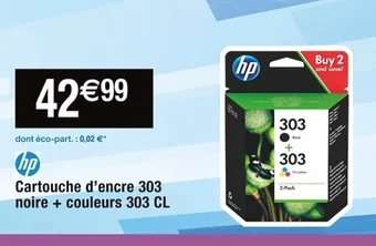 Cora x Carrefour Cartouche d'encre 303 noire + couleurs 303 CL offre