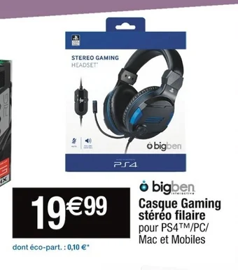 Cora x Carrefour Casque gaming stereo filaire offre