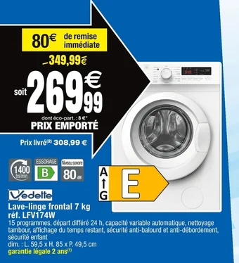 Cora x Carrefour Lave-linge frontal 7 kg offre