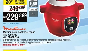 Cora x Carrefour Multicuiseur Cookeo+ rouge offre