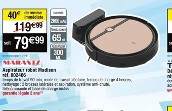 Cora x Carrefour Aspirateur robot Madison offre