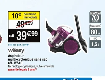 Cora x Carrefour Aspirateur multi-cyclonique sans sac offre