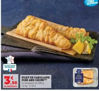 Super U FILET DE CABILLAUD FISH AND CHIPS offre