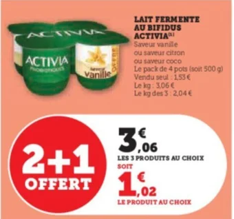 Super U LAIT FERMENTE AU BIFIDUS ACTIVIA offre