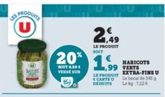 Super U HARICOTS VERTS EXTRA-FINS U offre