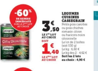 Super U LEGUMES CUISINES CASSEGRAIN offre