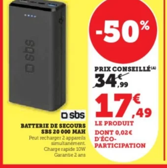 Super U BATTERIE DE SECOURS offre