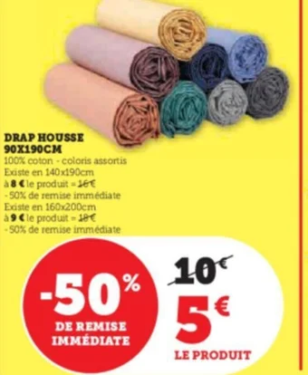 Super U DRAP HOUSSE 90X190CM offre
