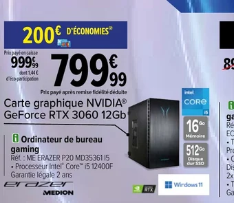 Carrefour Ordinateur de bureau gaming offre