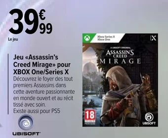 Carrefour Jeu Assassin's Creed Mirage pour XBOX One/Series X offre