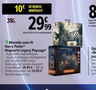 Carrefour Manette sans fil Harry Potter offre