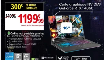 Carrefour Ordinateur portable gaming offre