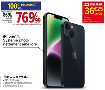 Carrefour i iPhone 14 128 Go offre