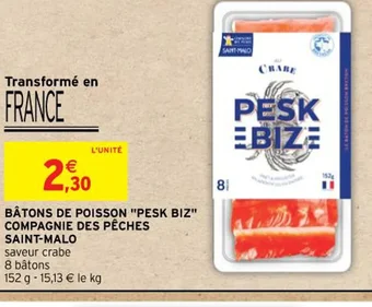 Intermarché BÂTONS DE POISSON "PESK BIZ" COMPAGNIE DES PÊCHES offre