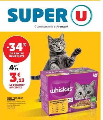Super U PATEE POUR CHAT WHISKAS offre