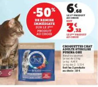 Super U CROQUETTES CHAT ADULTE STERILISE PURINA ONE offre