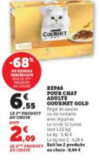 Super U REPAS POUR CHAT ADULTE GOURMET GOLD offre