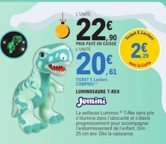 E.Leclerc LUMINOSAURE T-REX offre