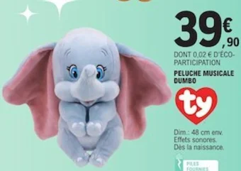 E.Leclerc PELUCHE MUSICALE DUMBO offre