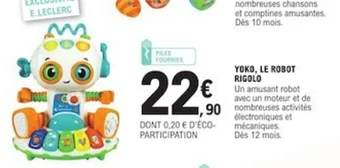E.Leclerc YOKO, LE ROBOT RIGOLO offre