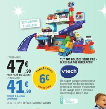 E.Leclerc TUT TUT BOLIDES SÉRIE PRO - MAXI GARAGE INTERACTIF offre