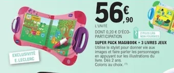E.Leclerc SUPER PACK MAGIBOOK +3 LIVRES JEUX offre