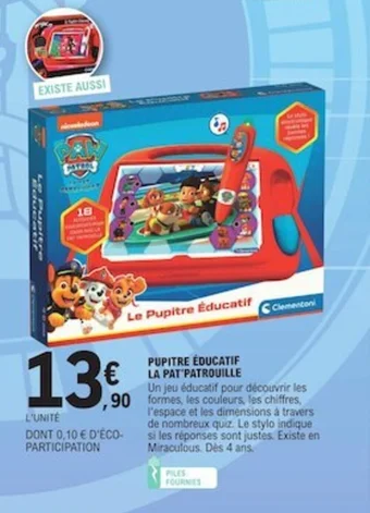 E.Leclerc PUPITRE ÉDUCATIF LA PAT PATROUILLE offre