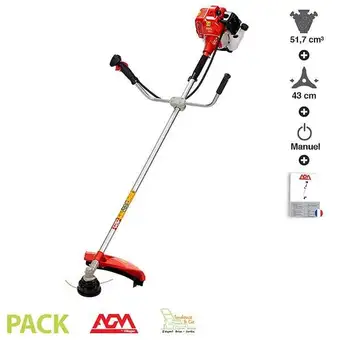 Brico Cash Débroussailleuse thermique 2 temps 52 cm3 coupe 42cm lame 3 dents harnais villager agm520e offre