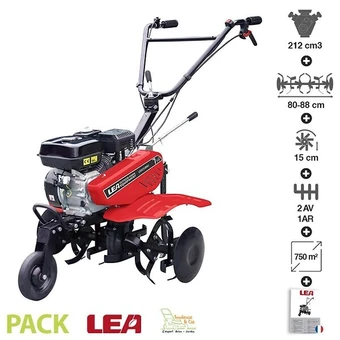 Brico Cash Motobineuse thermique transformable 212cc 5,6cv 2 vitesses av 1 ar fraisage jusqu'à 88cm lea le42212-80w21 offre