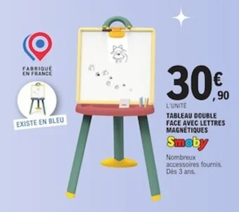 E.Leclerc TABLEAU DOUBLE FACE AVEC LETTRES MAGNÉTIQUES offre