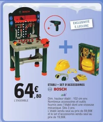 E.Leclerc ETABLI + SET D'ACCESSOIRES BOSCH offre