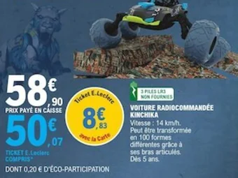 E.Leclerc VOITURE RADIOCOMMANDÉE KINCHIKA offre
