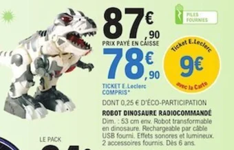 E.Leclerc ROBOT DINOSAURE RADIOCOMMANDÉ offre