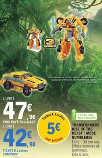 E.Leclerc TRANSFORMERS RISE OF THE BEAST: MODE BUMBLEBEE offre