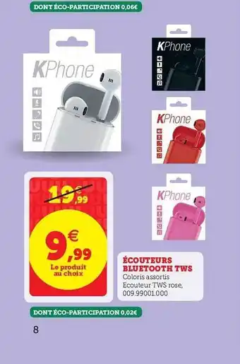 Super U Écouteurs bluetooth tws Super U offre