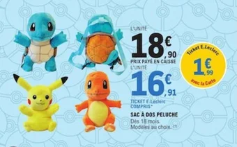 E.Leclerc SAC À DOS PELUCHE offre